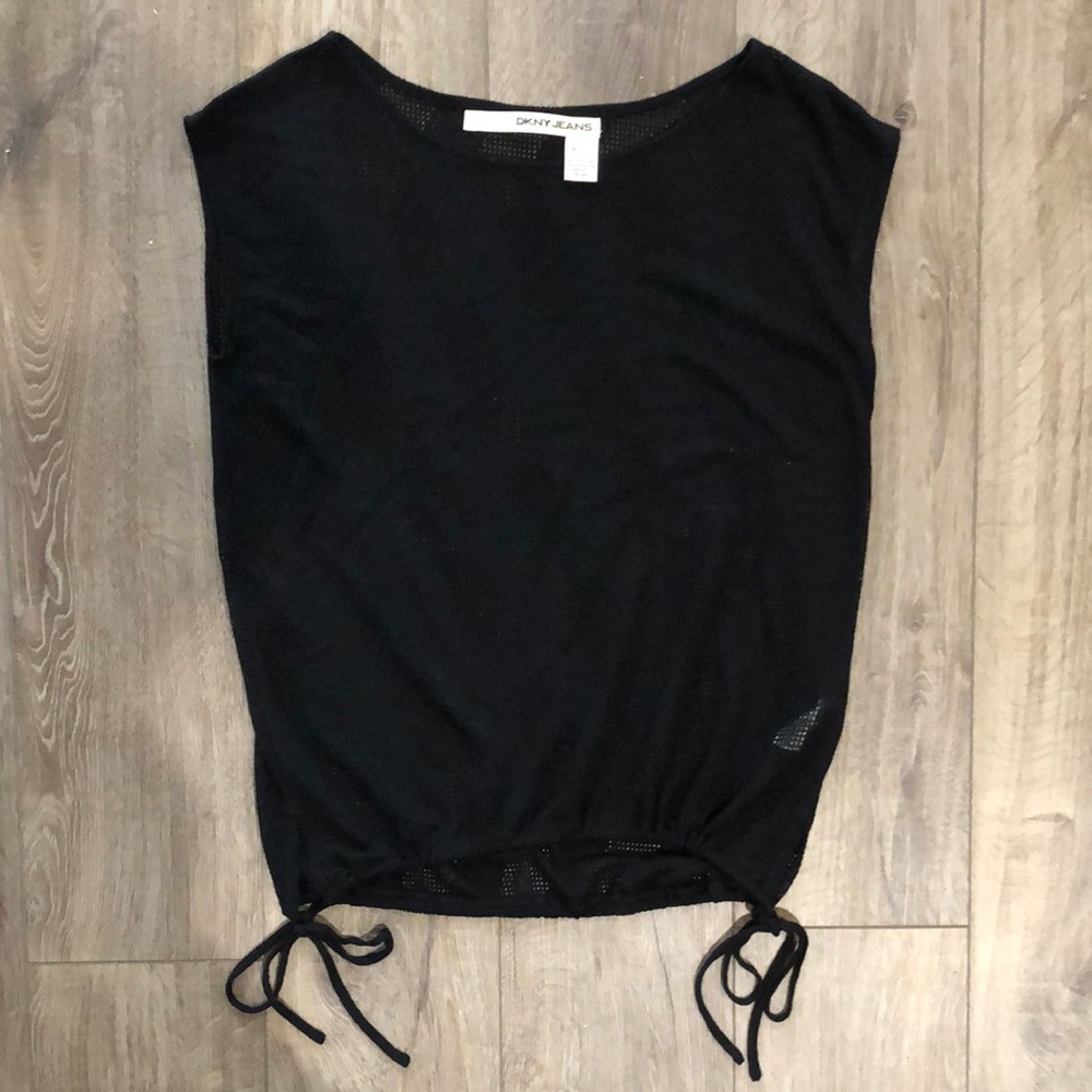 NWOT - DKNY Black Knit Top w/ Cinch & Tie Bottom